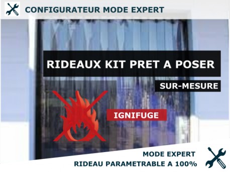 KIT RIDEAU A LANIERES PVC SOUPLES IGNIFUGE ANTI-FEU KIT RIDEAU PVC